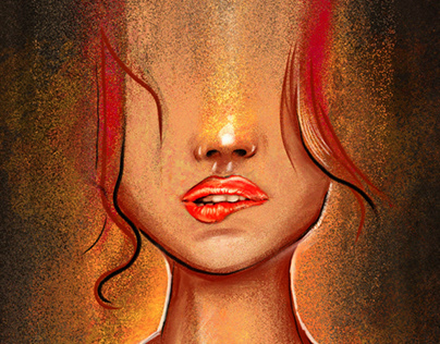 Cover for song "She's blues". Portrait: burning women