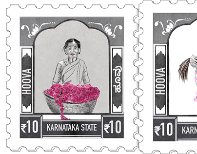 Postal Stamps of India - The flower ladies of Bangalore