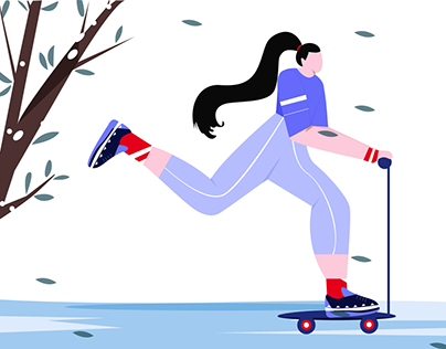 Girl Scooter Illustration
