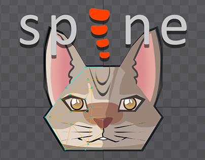 rigging 3D cat head in 2D SPINE animation
