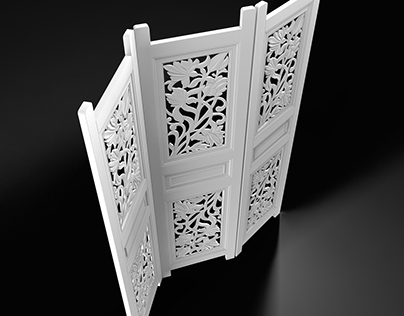 3D Modeling of the Folding Screen with Carving Elements