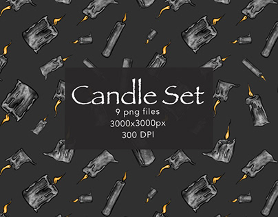 Set of Watercolour Candles