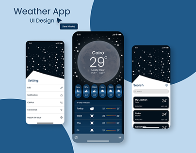 Weather App UI Screens (Daily Ui Challenge)