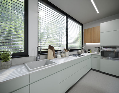 Modern kitchen render - design by Ruth Kedar