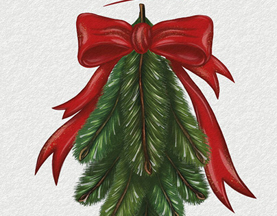 Christmas illustration of a spruce branch.