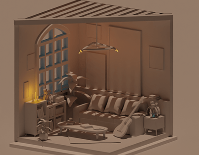 3D LOW POLY LIVING ROOM