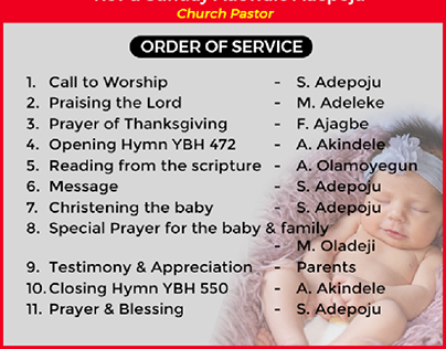 naming ceremony programme and card
