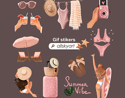 Summer Gifs stikers for Instagram stories