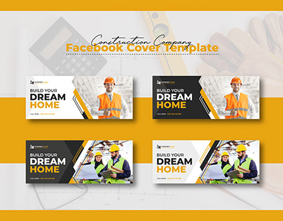 Construction Company Facebook Cover Template Design