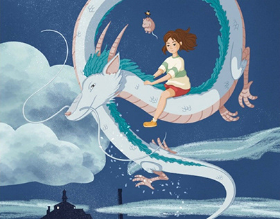 Fan art illustrations of Miyazaki world