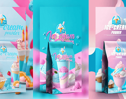 Project thumbnail - Ice-cream powder pouch packaging and label design