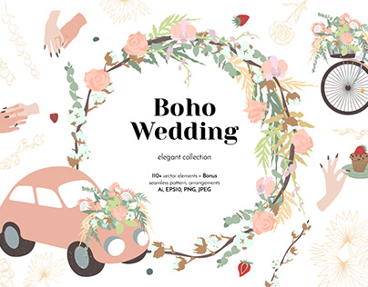 Elegant Boho Wedding Vector Clipart
