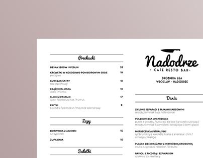 Menu for restaurant placed in Wroclaw, Poland