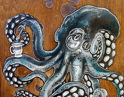 Octopus with Tea- Original Illustration