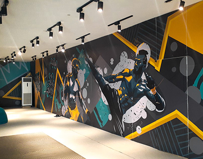 African knockout Gym Mural Design