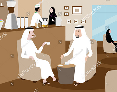 Arabic People sitting in coffee shop