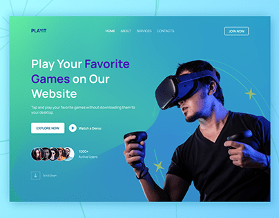 Gaming Website Landing Page - Mesh Gradient
