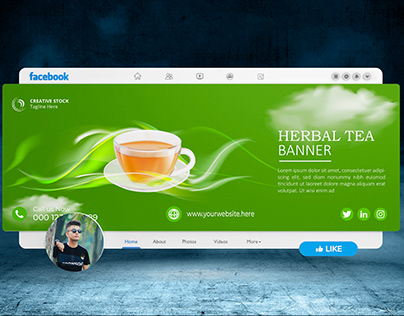Herbal Tea Banner realistic Facebook Cover Design
