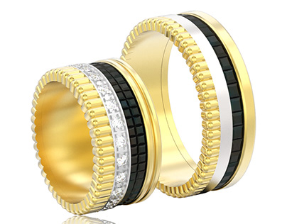 3d wedding rings with different materials (boucheron)