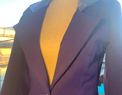 Purple blazer with litmus details.
