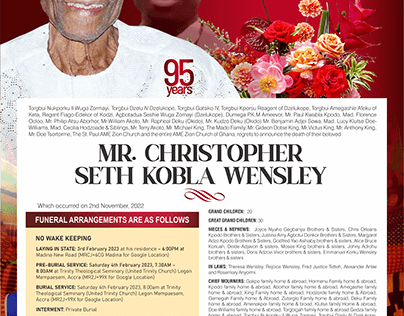 Funeral Poster for Mr. Christopher Wensley