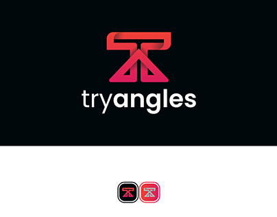 T letter logo triangle logo