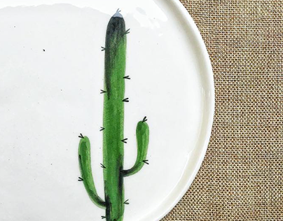 Hand Made Cactus Plate
