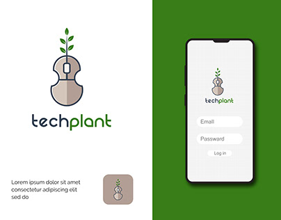 TechPlant logo design. Plant with mouse logo