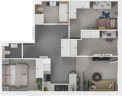 3D floor plan of apartment