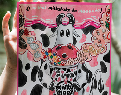 ADVERTISING POSTER FOR MILKY MOO ICE CREAM STORE