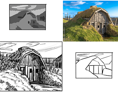 Environment values studies and texture sketches