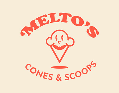 Melto's Cones & Scoops Ice Cream Logo and branding.