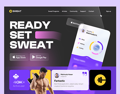 Fitness App Landing Page UI Design