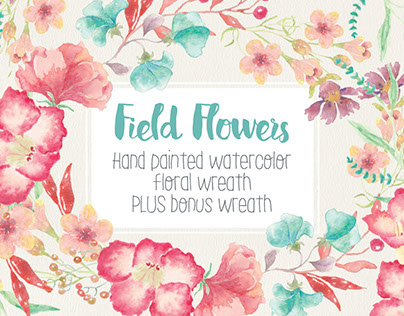 Watercolor wreath of field flowers