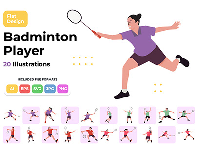 20 Images Badminton Player Vector Illustrations