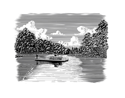 Woodcut illustration of Akers Ferry