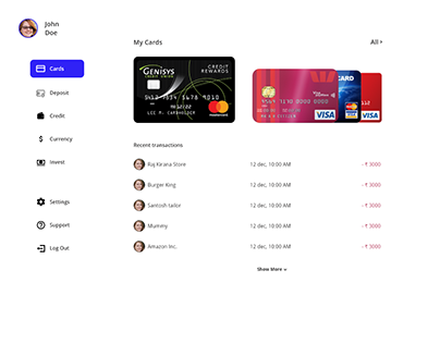 Banking Dashboard - Card Section (Animated)