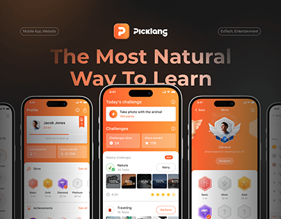 Mobile App Design of AI Language Learning app PickLang