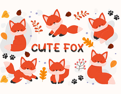 Illustration of little cute fox