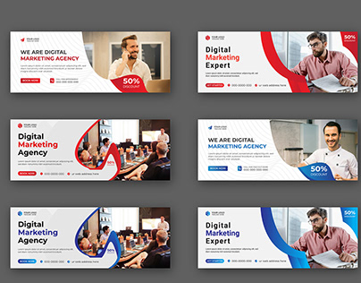 Digital marketing agency Facebook Cover template Set