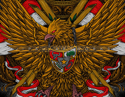 Garuda Indonesia artwork with engraving style