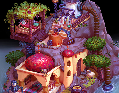 Oriental Tea House. 2D Game Art. Casual Graphics