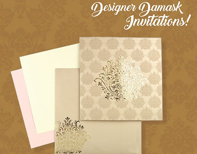 Damask Theme Wedding Invitation Cards Online