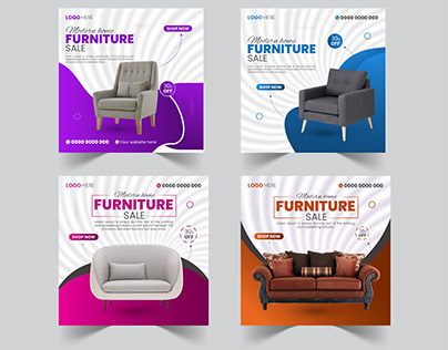 Modern furniture social media post design