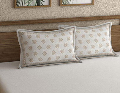 Buy Off White Khadi Print Reversible Pillow Covers
