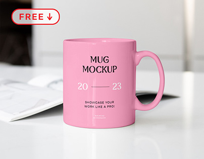 Free Mug on Desk Mockup