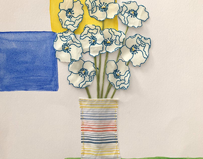 Fabric Vase & Flowers