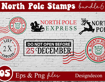 North Pole Santa Air Mail Rubber Stamps Bundle 6