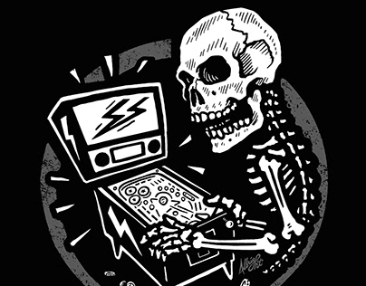 Skeletal When Lit - Goth Pinball Illustration
