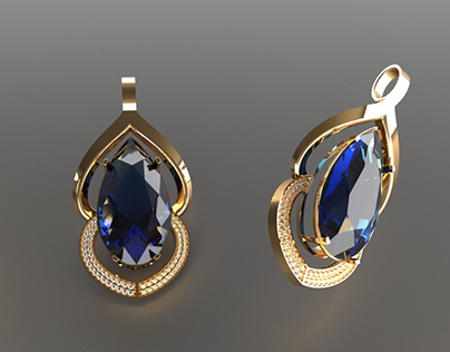 London blue topaz pendant 3D CAD Jewelry Modeling